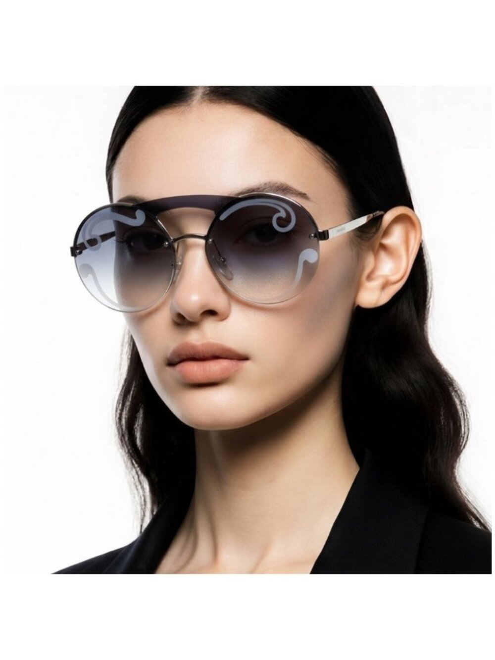 Prada Gray and Gold Geometric Sunglasses New